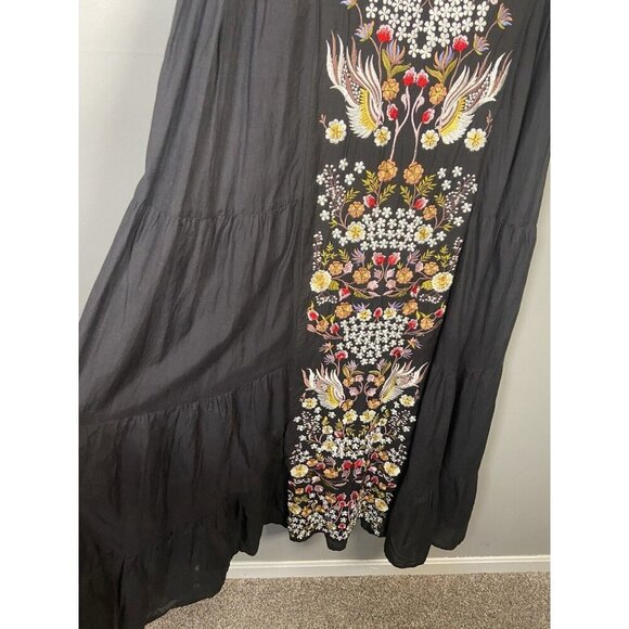 Anthropologie Samant Chauhan Floral Embroidered Tiered Maxi Dress Women's 0 (S) - Picture 3 of 15